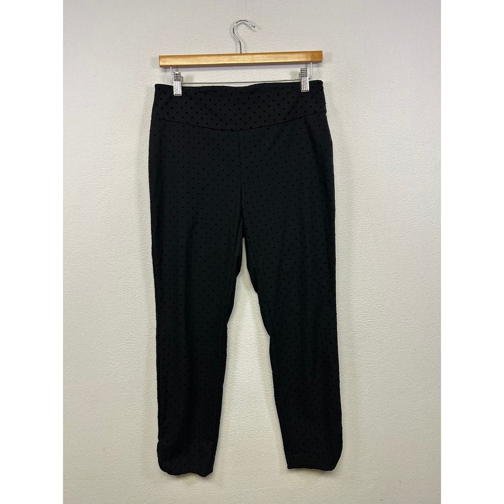 Polka‎ Dot Office Soft Surroundings Womens PS Black Slim Pull On Pants 3BZ91